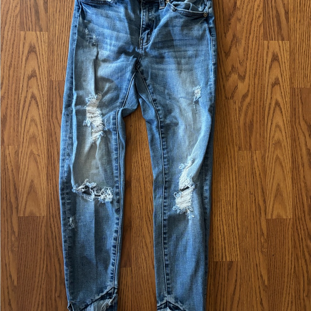 Distressed Blue Jeans